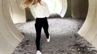 Small blond gives oral sex and gets drilled during a hike