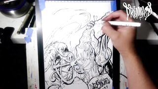 Facial Explosion creates Semen Comet in the night sky - lightbox erotic drawing creation by Drenched