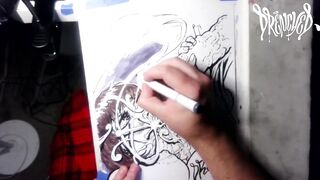 Facial Explosion creates Semen Comet in the night sky - lightbox erotic drawing creation by Drenched