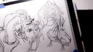 One Hawt Mess Line Art Timelapse by Drenched The Facial Artist