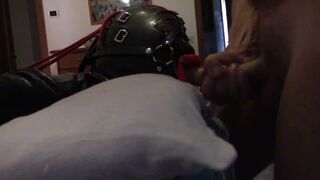 A close view of my wife taking my dong down her mouth with a lip open throat gag