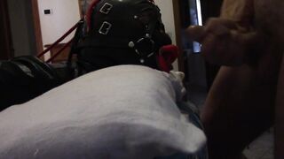 A close view of my wife taking my dong down her mouth with a lip open throat gag