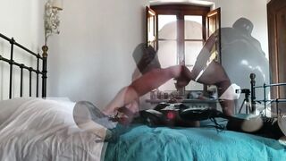 Wearing a latex fuck-rubber catsuit and high heels ankle boots i banged her face and cummed on her throat