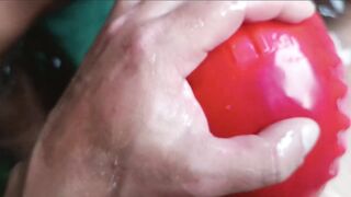 Oral pleasure and oral-sex creampie in high heels, microskirt and my wife's glamorous boobs POV