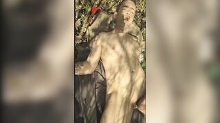 Outdoor joy in forest, naked anal joy with lovense buttplug