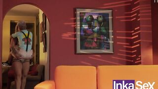 Breasty stepmother gets angry at vicious dwarf stepson.