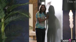 Oriental teen stepsis busts perv stepbrother peeping on step mommy