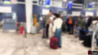 Insane Risky Tugjob until Cum in Public Airplane