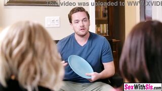 Concupiscent Lalin girl teen stepsis has a three-some with her bestie and large weenie step brother