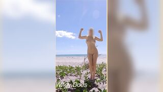 Wifey is dancing fully stripped at the public beach