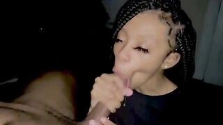 Black honey oral sex cum on face and throat