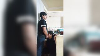 Alone with my maid, my wife nearly caught us