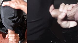 I suck his schlong and that guy comes on my head on the hood