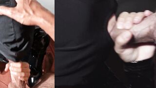 I suck his schlong and that guy comes on my head on the hood