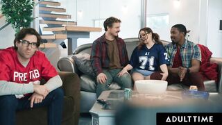 ADULT TIME - Wicked Leana Lovings NEARLY CAUGHT Riding Stepdad's Most good Buddies! OPEN THROAT FACIAL