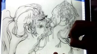 One Sexy Mess Line Art Timelapse by Drenched The Facial Artist