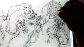 One Sexy Mess Line Art Timelapse by Drenched The Facial Artist