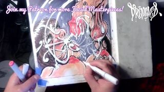 Facial Explosion creates Goo Comet in the night sky - lightbox erotic drawing creation by Drenched