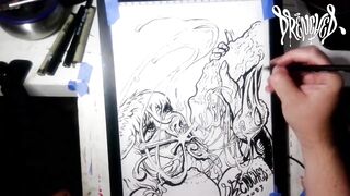 Facial Explosion creates Goo Comet in the night sky - lightbox erotic drawing creation by Drenched