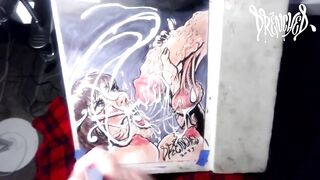 Facial Explosion creates Goo Comet in the night sky - lightbox erotic drawing creation by Drenched