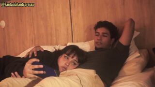 I was watching Netflix with my stepsister and that babe lay down on my lap so I could put my dick in her throat.