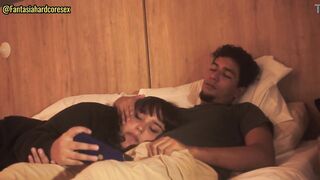 I was watching Netflix with my stepsister and that babe lay down on my lap so I could put my dick in her throat.