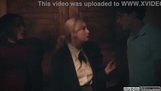 Teen Lexi Lore got invited by her classmate and his stepbro to have group study. Merely then this babe finds out that they just wanna screw her the one and the other sides