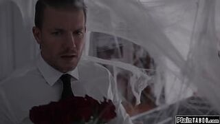 Spouse comes home to his abode full of cobwebs.Hes shocked when that guy sees his black wife August Skye turned into an arachnid and sucking the neighbour