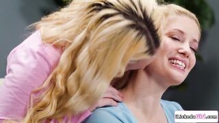 Stepdaughter Khloe Kingsley is secretly banging her blond lesbo stepmom Charlotte Stokely. This babe keeps her voice down during the time that getting her twat licked.