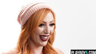 Corpulent redhead aged podcast interview and bushy vagina fingering