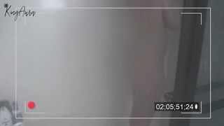 Landlord records large tit tenant showering