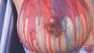 Candle wax on large titties