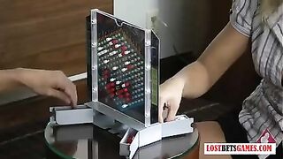 This guy and girl play a game of strip, loser gets used