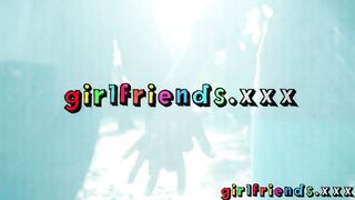 Girlfriends lesbians kiss and eat hairy pussy in the woods