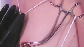 Skinny redhead girl is used as a sex toy by mature women in latex outfits