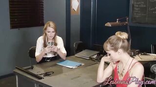 Beautiful lesbian police officer pleased by brunette hottie