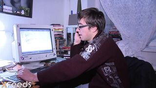 Nice-looking cutie analyzed in the dorm