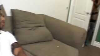 Black whore smoke cigarette and suck with hangjob masturbation to the wank
