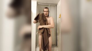 Santa Claus goes to take a shower