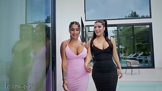 Outdoor Group sex 9 Boys Bang two Doxies in Underware with Anal and double penetration