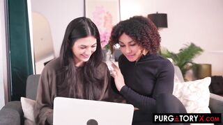 Excited brunette hair invites her girlfriend over for a trio with her spouse