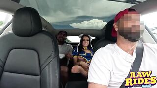 Brunette hair Girl Cosplaying as Chun-Li Bangs a BBC and Gets a Facial In Ride Share On Her Way To Comic Con