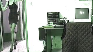 A glamorous blond waits for her spouse to come home from