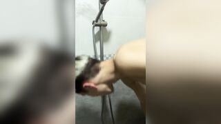 Stepdad masturbates Cute Slender Tall Twink's BIGGEST MONSTER SCHLONG in the shower