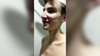 Stepdad masturbates Cute Slender Tall Twink's BIGGEST MONSTER SCHLONG in the shower
