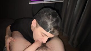 POV Shlong sucking on cum on face