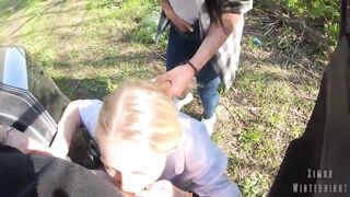 Depraved Wife Made Her Ally To Suck Me Off And Take A Ton Of Cum On Her Face