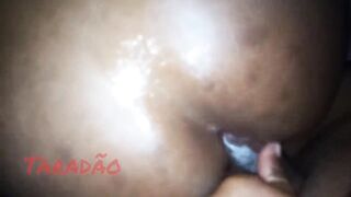 Nasty ebony gal groaning and taking a penis in her booty.