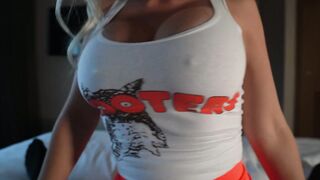 HOOTERS BIMBO Gets DRILLED and SUCKS ROD during JOB INTERVIEW