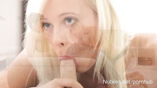 Amateur tongue trickling with goo